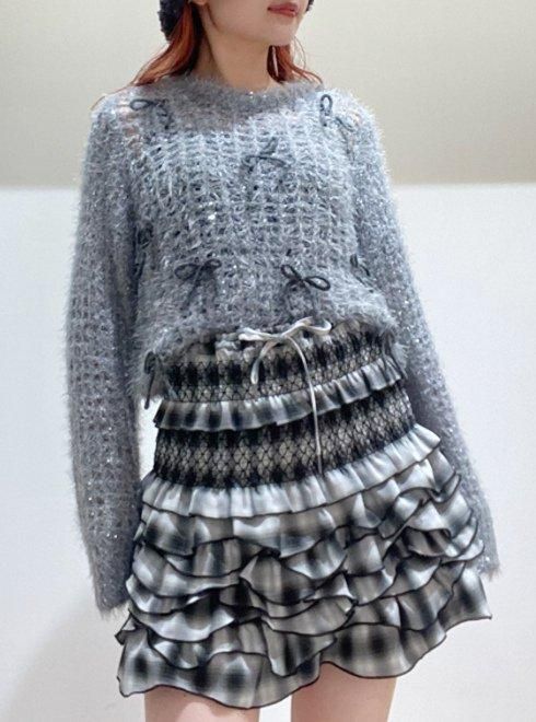 FURFUR （ファーファー)シャイニーリボンセーター 24秋冬【RWNT245064