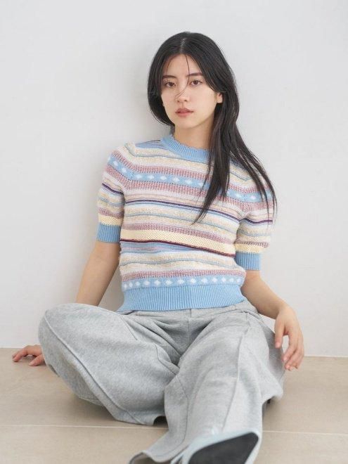 Lily Brown （リリーブラウン)ファンシーランダムボーダーニット