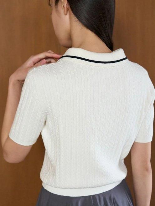 snidel （スナイデル）ワンポイントレイヤードポロニットプル