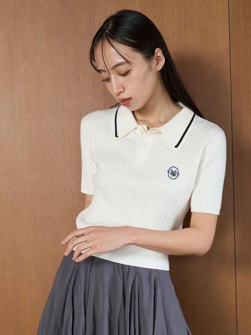 冬ギフト  snidel （スナイデル）ワンポイントレイヤードポロニットプル トップス