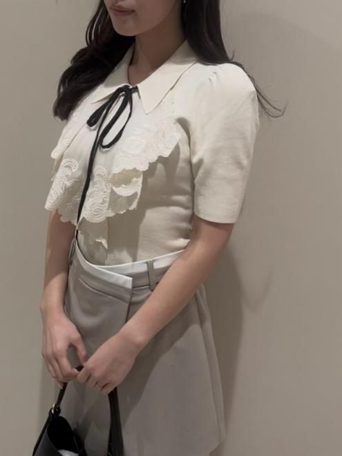 snidel （スナイデル）ラッフル刺繍ニットプルオーバー 25春夏
