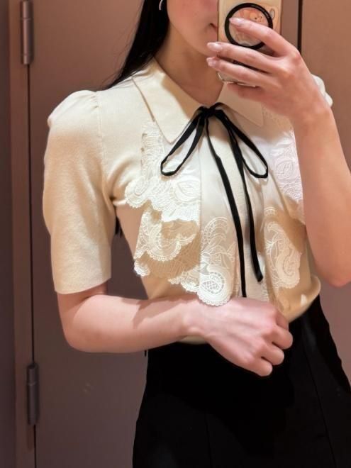 ラッフル刺繍ニットプルオーバー(ニット)｜トップス｜SNIDEL