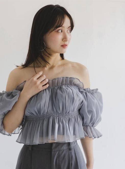 snidel （スナイデル）ギャザーオフショルブラウス 25春夏