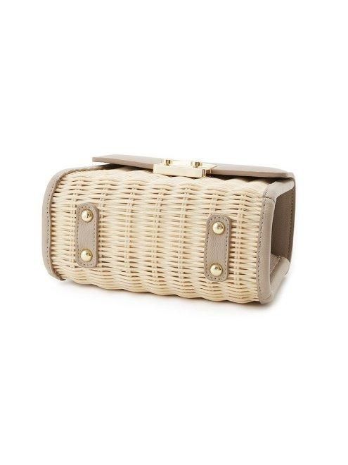 【限定値下げ】celford ラタンミックスミニバッグ　白 限定値下げ】celford ラタンミックスミニバッグ 白