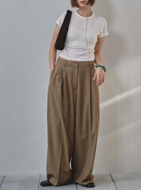 パンツ TODAYFUL Wide Twill Trousers TODAYFUL (トゥデイフル）Lightweight Tuck Trousers☆ 25秋冬