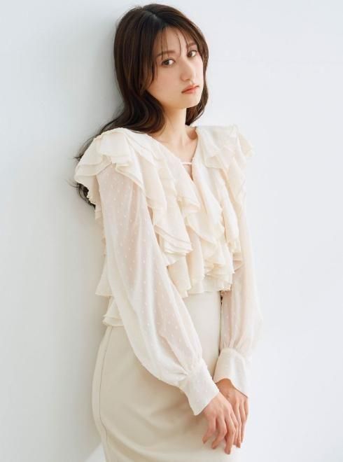 シモンズグランドセール COCODEAL 25春夏 (ココディール）フリルシフォンブラウス シャツ/ブラウス(長袖/七分)