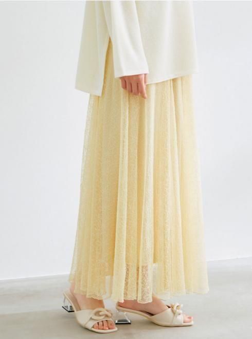 COCODEAL (ココディール）ストレッチレースフレアスカート 25春