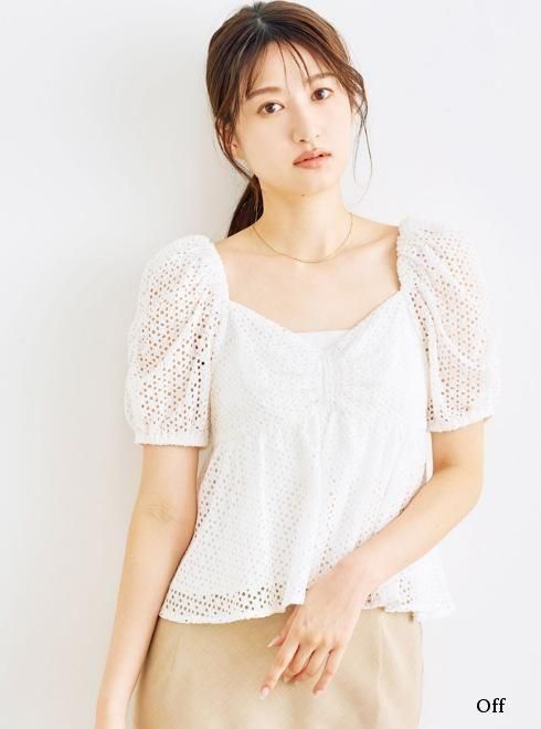 COCODEAL (ココディール）パフスリーブレースブラウス 25春夏