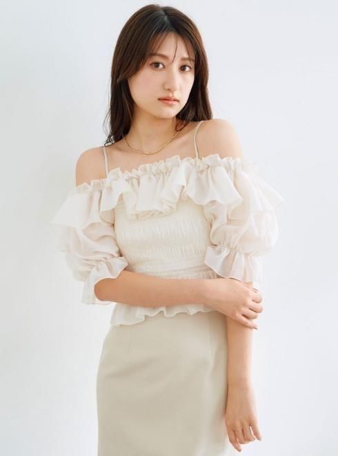 COCODEAL (ココディール）シャーリングオフショルブラウス 25春