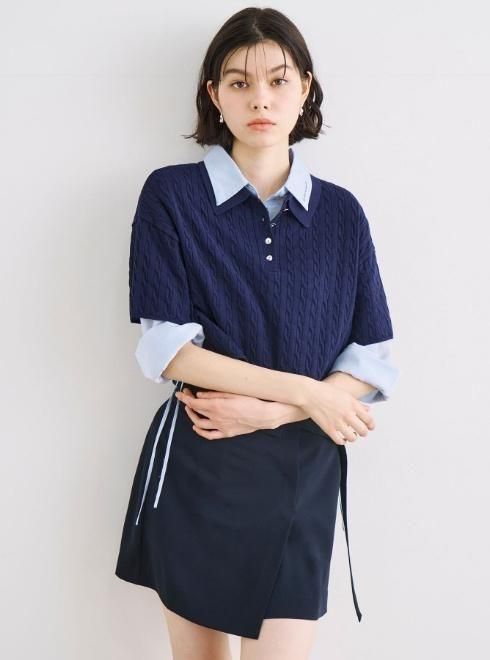 COCODEAL (ココディール）ケーブルポロ衿ニット 25春夏