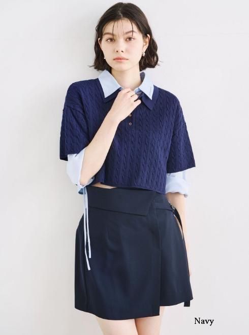 COCODEAL (ココディール）ケーブルポロ衿ニット 25春夏