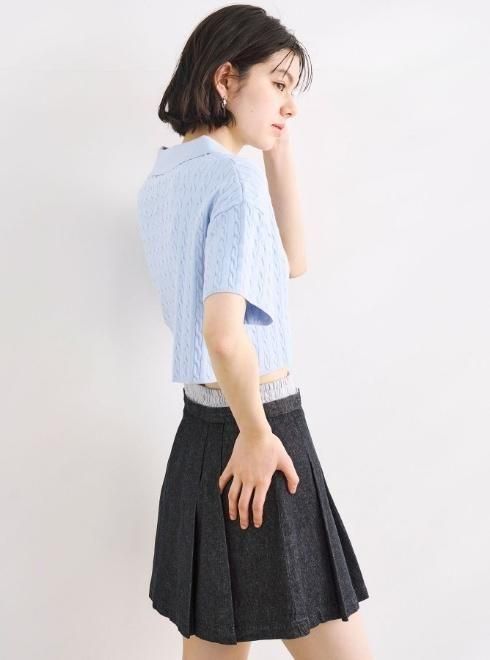 COCODEAL (ココディール）ケーブルポロ衿ニット 25春夏