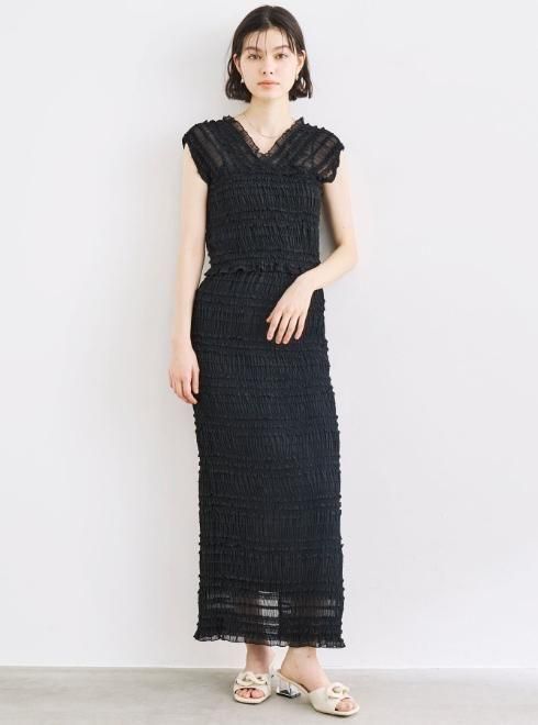 COCO DEAL フリルシャーリングオフショルトップス ピンク 25ss