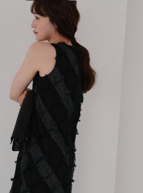 hella (ヘラ)cut jacquard patchwork dress 25秋冬2 【h253-44】マキシ