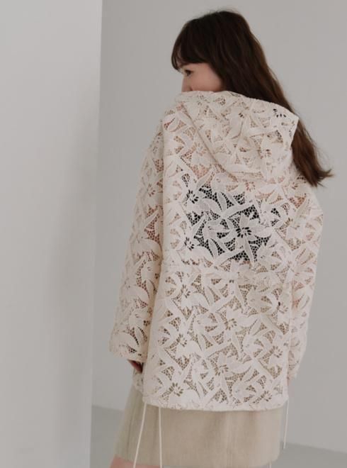 hella (ヘラ)flower lace hoodie 25秋冬【h253-13】スウェット