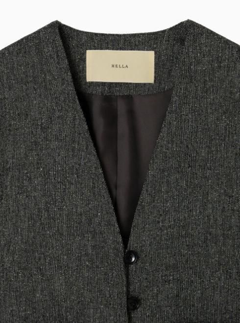 Hella ヘラ silk nep collarless jacket ブラウン hella (ヘラ)silk nep collarless jacket 25秋冬【h253-03】ジャケット