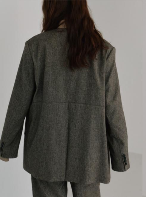 hella (ヘラ)silk nep collarless jacket 25秋冬【h253-03】ジャケット