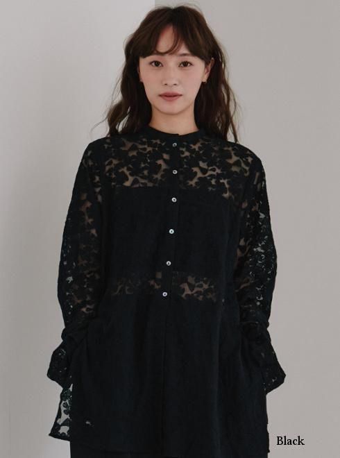 【新品】Hella tulle embroidery shirt アイボリー hella (ヘラ)tulle embroidery shirt 25秋冬【h253-14】シャツ