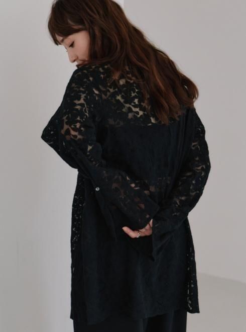 Hella / ヘラ tulle embroidery shirt  25秋冬予約 h253-14 入荷予定 : 9月中旬〜 (10%OFF&PT5倍) hella (ヘラ)tulle embroidery shirt 25秋冬予約【h253-14