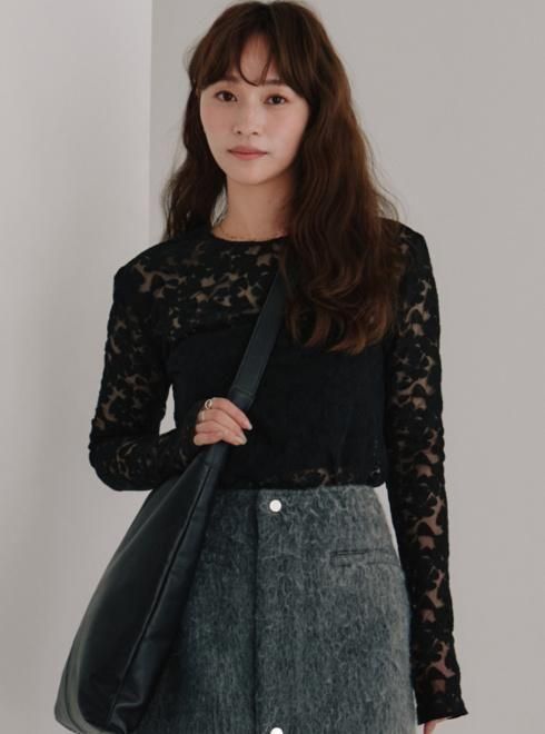 トップス Hella sheer volume tops トップス hella sheer volume tops /black sheer volume tops