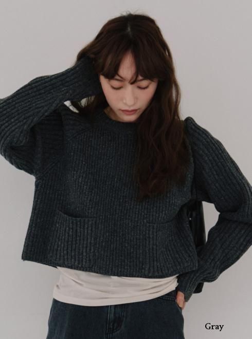 hella (ヘラ) cropped knit pullover 25秋冬【h253-93】ニットトップス