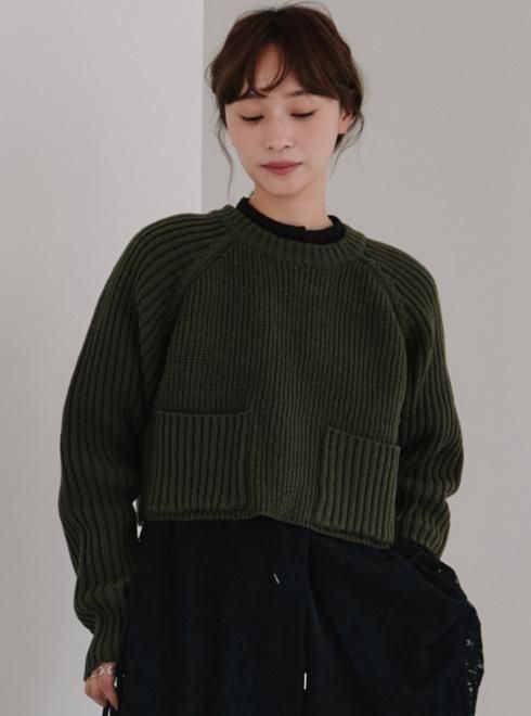 hella (ヘラ) cropped knit pullover 25秋冬【h253-93】ニットトップス