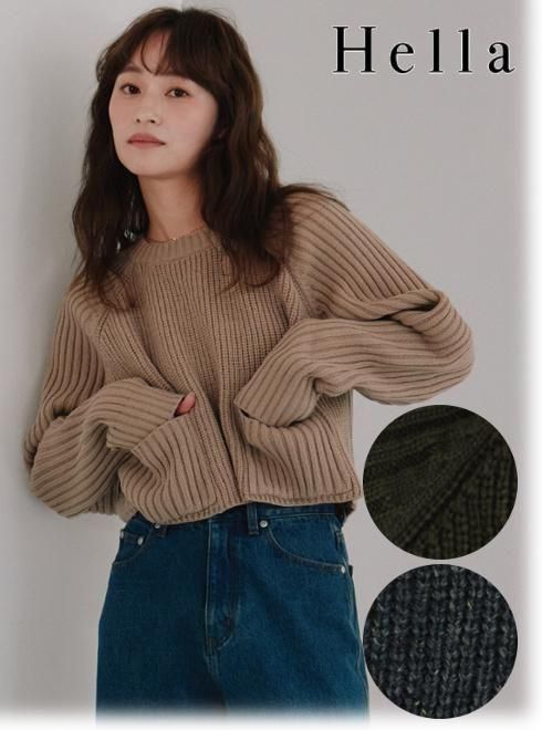 hella (ヘラ) cropped knit pullover 25秋冬【h253-93】ニットトップス