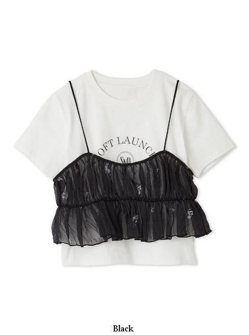 SALE50%OFF スナイデル SNIDEL トップス 25春夏 ビスチェレイヤードロゴTシャツ プルオーバー ミドル丈 半袖 swct252125 snidel （スナイデル）ビスチェレイヤードロゴT 25春夏