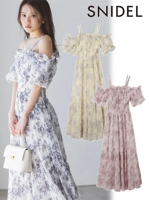 snidel （スナイデル）Sustainaオフショルギャザーワンピ 25春夏