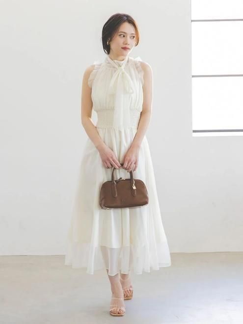 スーパーセール 半額 snidel （スナイデル）バックリボンシフォンワンピース 25春夏 ワンピース
