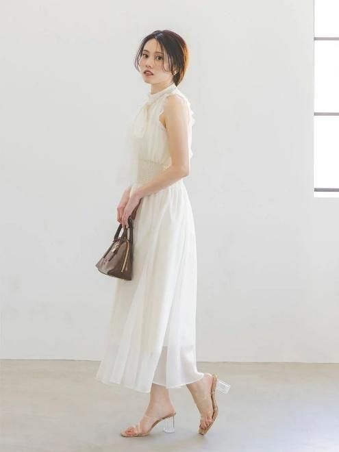 snidel （スナイデル）バックリボンシフォンワンピース 25春夏