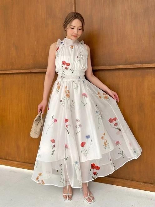 snidel （スナイデル）バックリボンシフォンワンピース 25春夏
