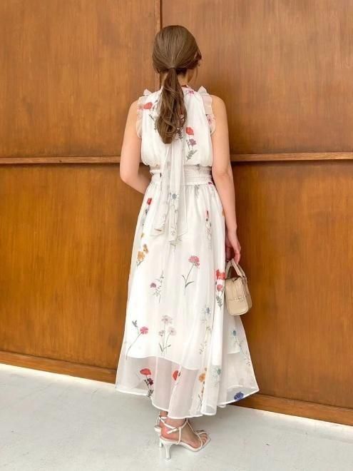 snidel （スナイデル）バックリボンシフォンワンピース 25春夏