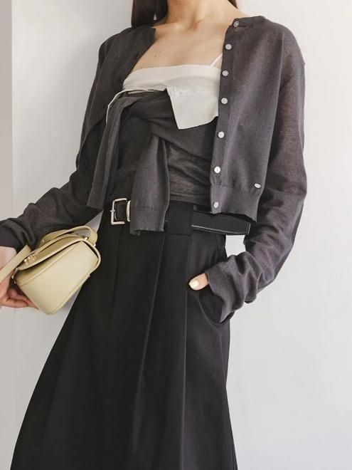 SNIDEL◆25SS/Sustainaカーディガン(薄手)/one/コットン/BLU/SWNT252122/春夏素材 snidel （スナイデル）SustainaメタルプレートCD 25春夏