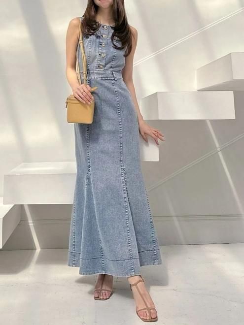 新品未開封　snidel デニムマーメイドワンピ 25春夏　マキシ snidel （スナイデル）デニムマーメイドワンピ 25春夏.予約