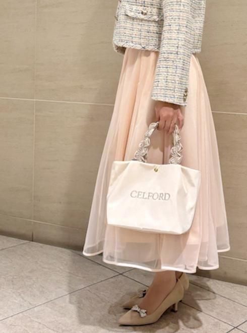 CELFORD (セルフォード)【プリュム】 フリルラメ刺繍トートバッグ（S