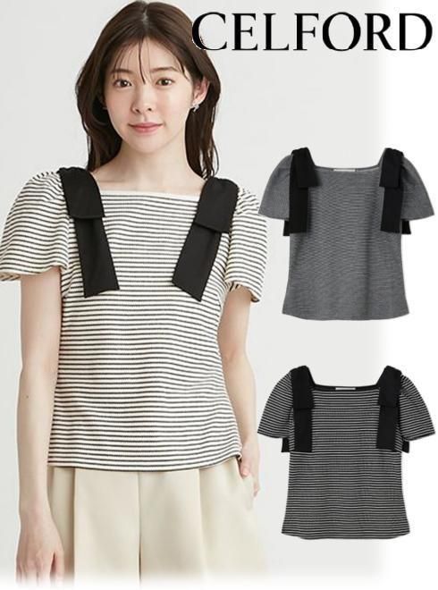 ショルダーリボンカットトップス(カットソー)｜TOPS（トップス