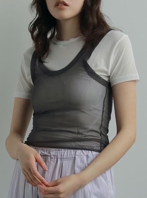 anuke (アンヌーク）Tulle Tank Top☆ 25秋冬予約【62520621