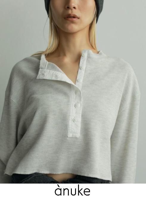 anuke (̡<br>Waffle Henley Tops  25ߡ62520628ۥåȥ  ߼ 