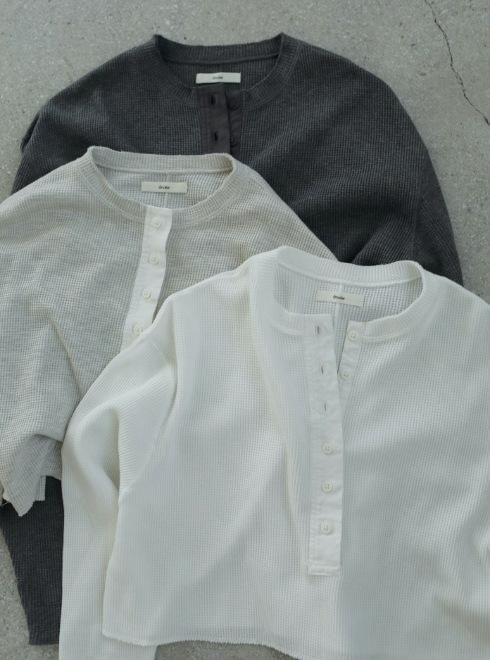 anuke (アンヌーク）Waffle Henley Tops☆ 25秋冬【62520628