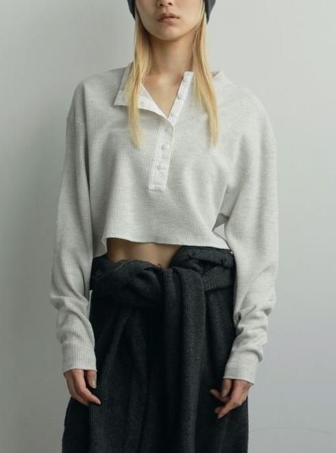 新品✴︎ anuke｜Waffle Henley Tops anuke (アンヌーク）Waffle Henley Tops☆ 25秋冬【62520628