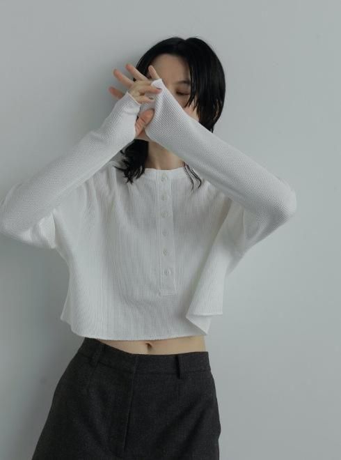 anuke (アンヌーク）Waffle Henley Tops☆ 25秋冬【62520628