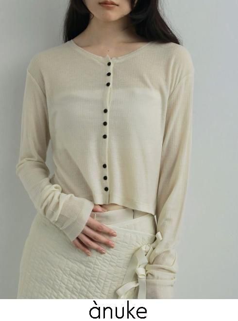 anuke (アンヌーク）Sheer Rib Cardigan 25秋冬予約2【62520602
