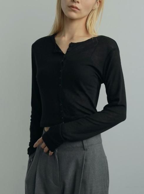 anuke (アンヌーク）Sheer Rib Cardigan 25秋冬予約2【62520602