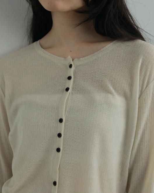 anuke (アンヌーク）Sheer Rib Cardigan 25秋冬予約2【62520602