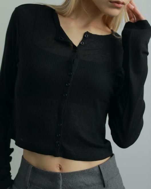anuke (アンヌーク）Sheer Rib Cardigan 25秋冬予約2【62520602