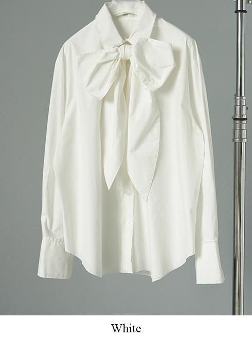 トップス anuke / Volume Ribbon Shirts anuke (アンヌーク）Volume Ribbon Shirts☆ 25秋冬予約【62520407