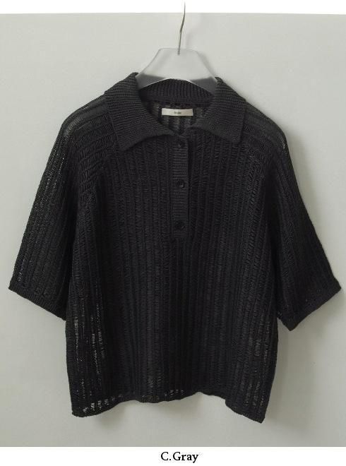 anuke(アンヌーク)Mesh Polo Knit 25春夏.【62510525】ニット