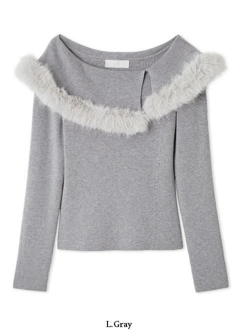 ほぼ未使用✨2024年購入 セルフォード シルク混 ファー袖 ニット シルクブレンドショートファースリーブニット（ニット/セーター