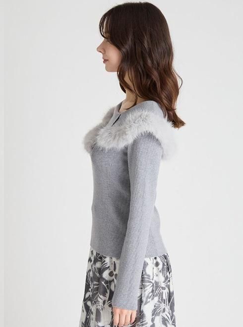 ほぼ未使用✨2024年購入 セルフォード シルク混 ファー袖 ニット Elegance in Fur】 ふんわり愛らしい袖で 大人の日常に特別感を